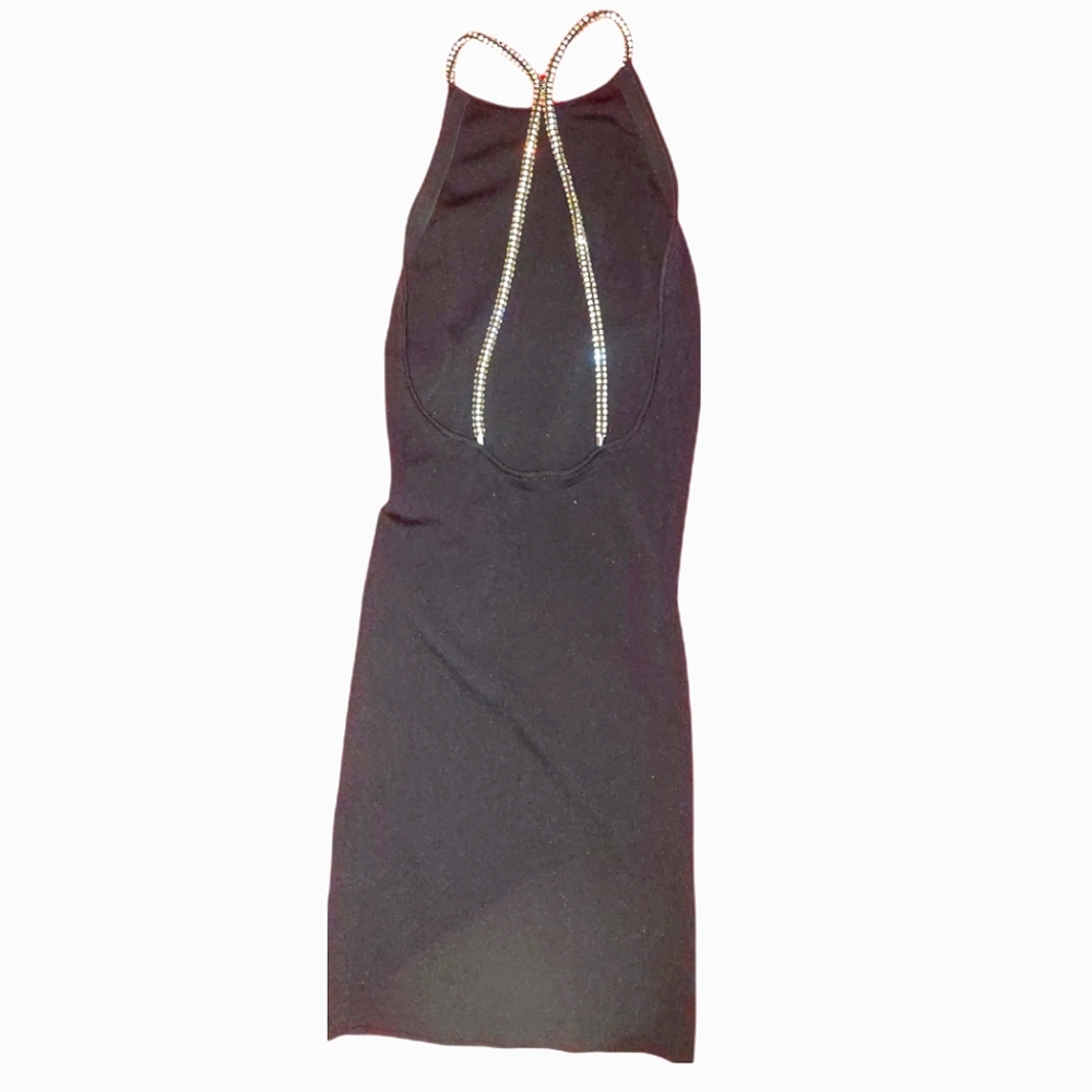 Zara Knit Rhinestone Chain Open Back dress